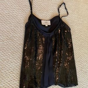 Madison Marcus black sequin/sheer tank